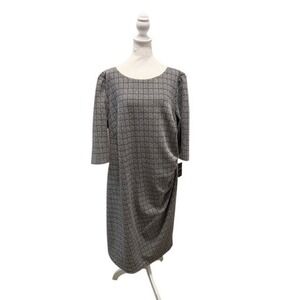 Lauren Ralph Lauren Women's Plaid Sheath Ruched Midi Dress Plus Size 22W NWT